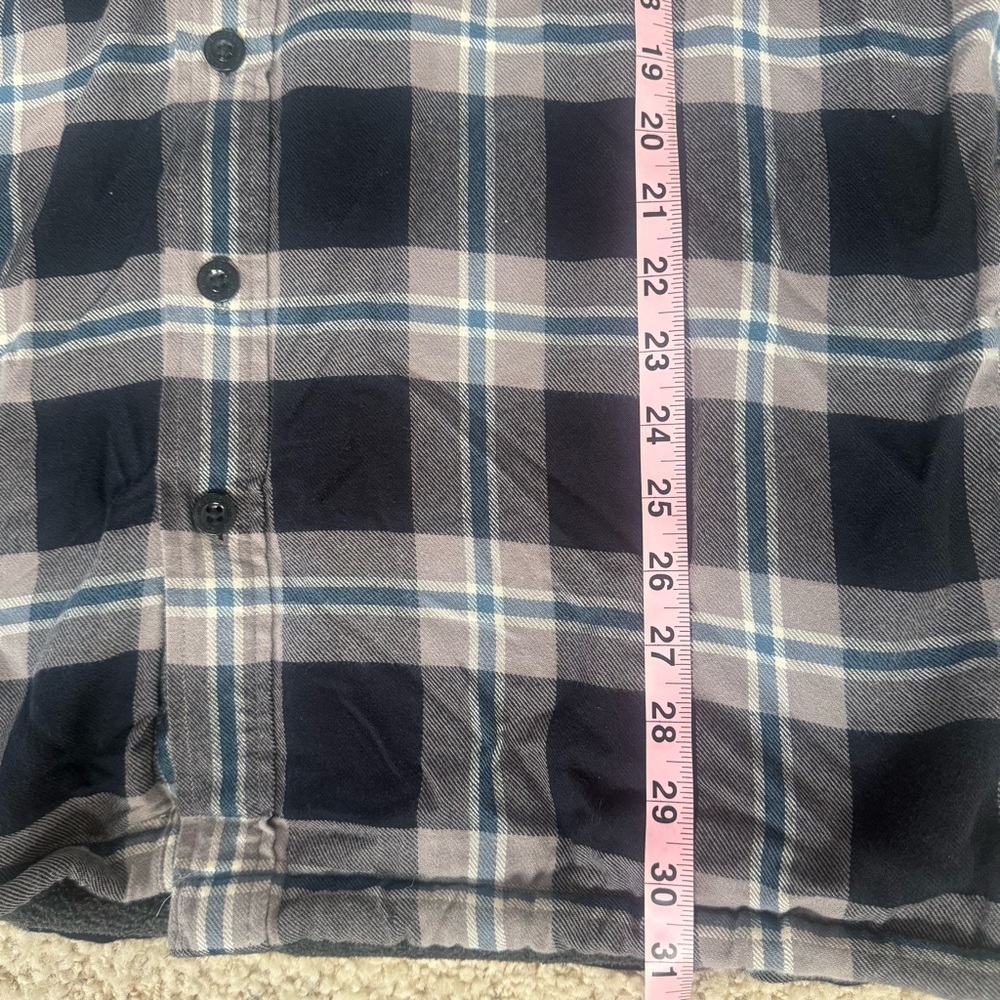 LL Bean Fleece Lined Flannel Plaid Button Up Shirt Jacket Shacket Large Tall - Picture 6 of 11